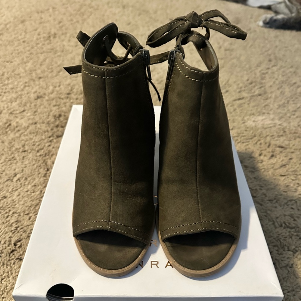 LC Lauren Conrad Olive Ankle Booties
